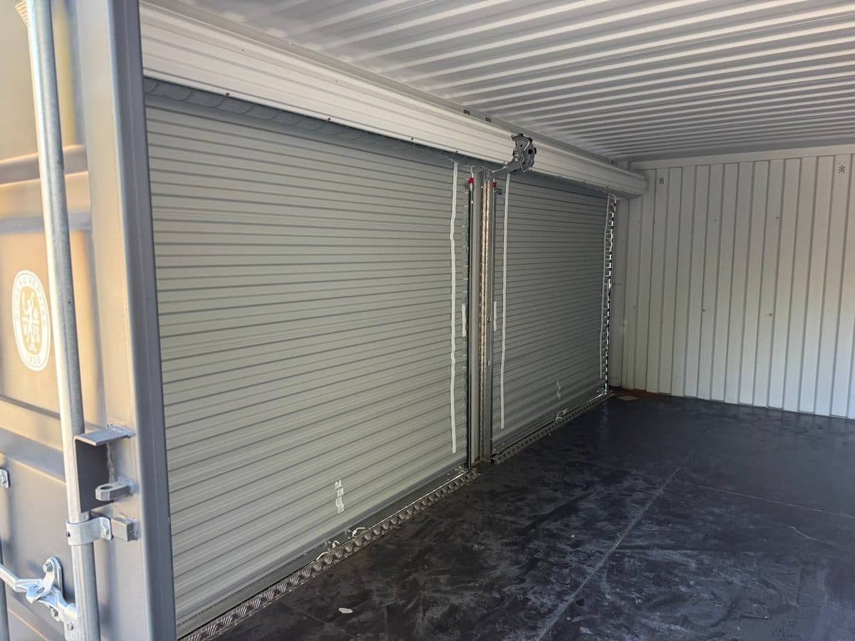 Inside: twin roll-up doors