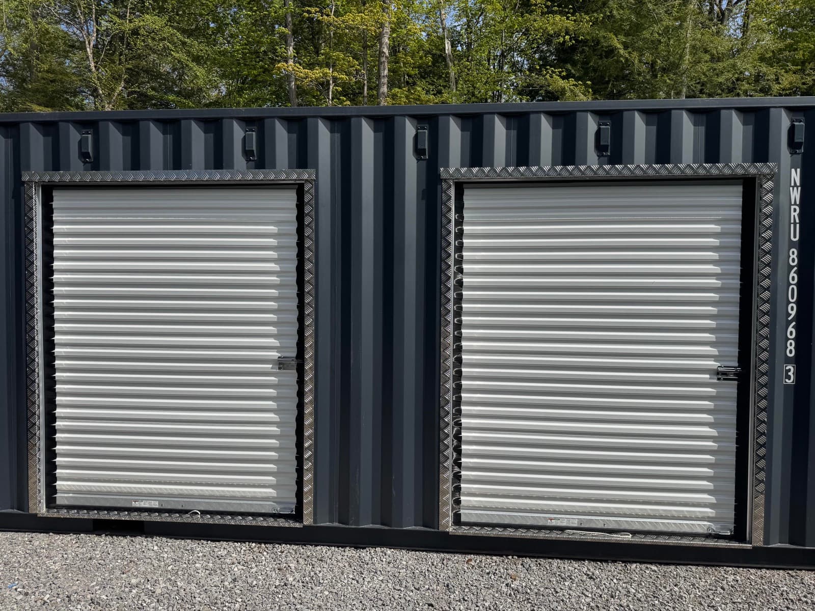 Inside: roll-up doors & plywood floor
